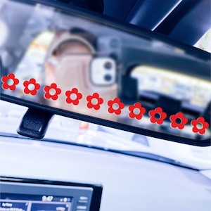 Car mirror decal sticker Flowers car sticker Perfect for teen drivers Rear view mirror sticker Mirror car stickers Red and white flowers