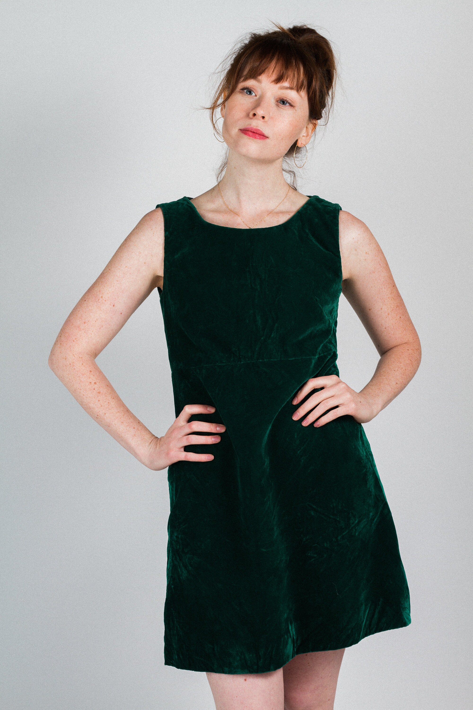 green velvet shift dress