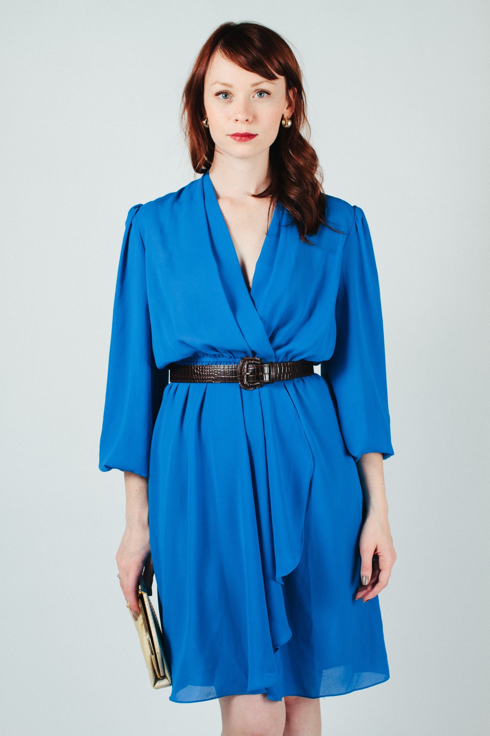electric blue wrap dress