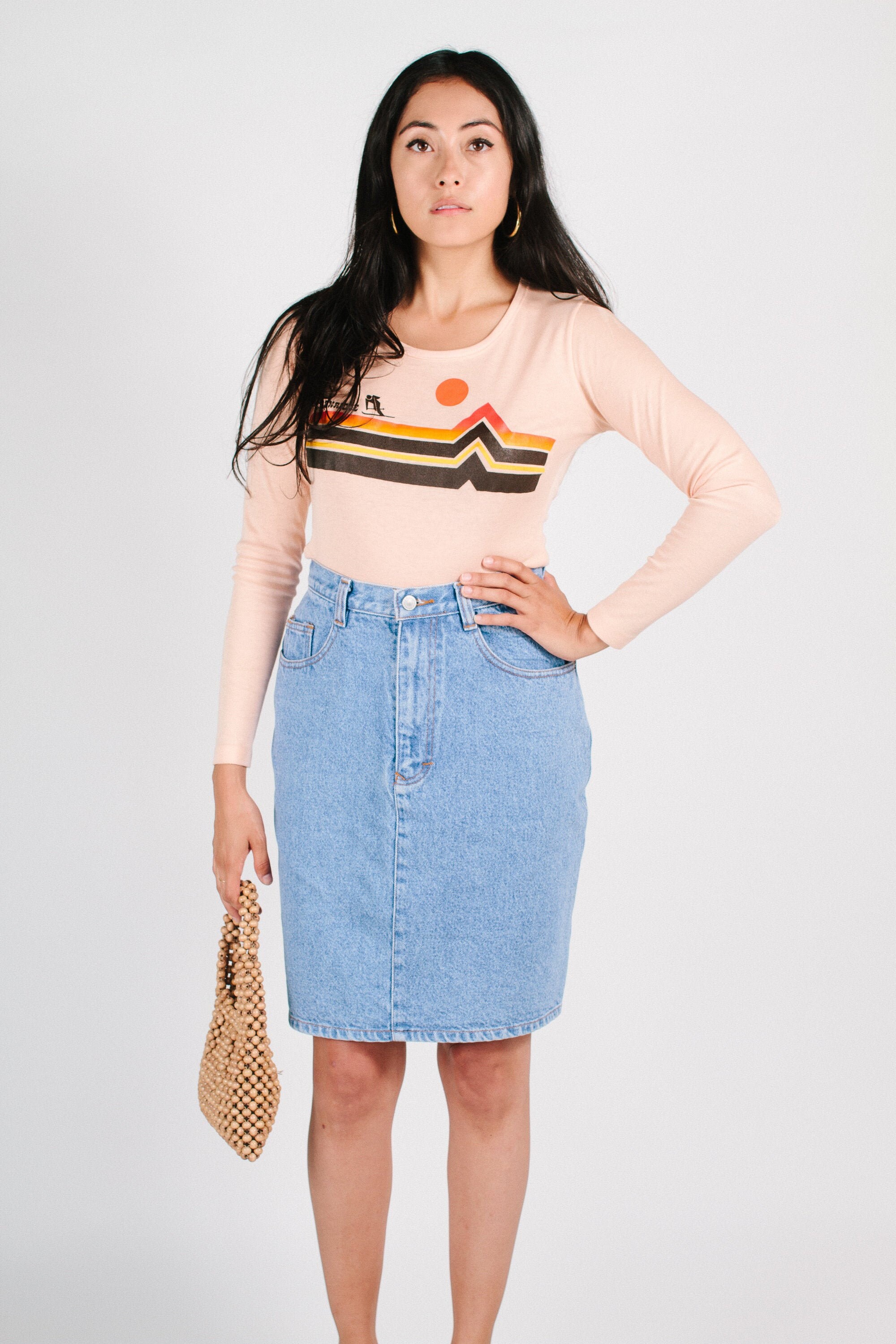 light wash denim skirt