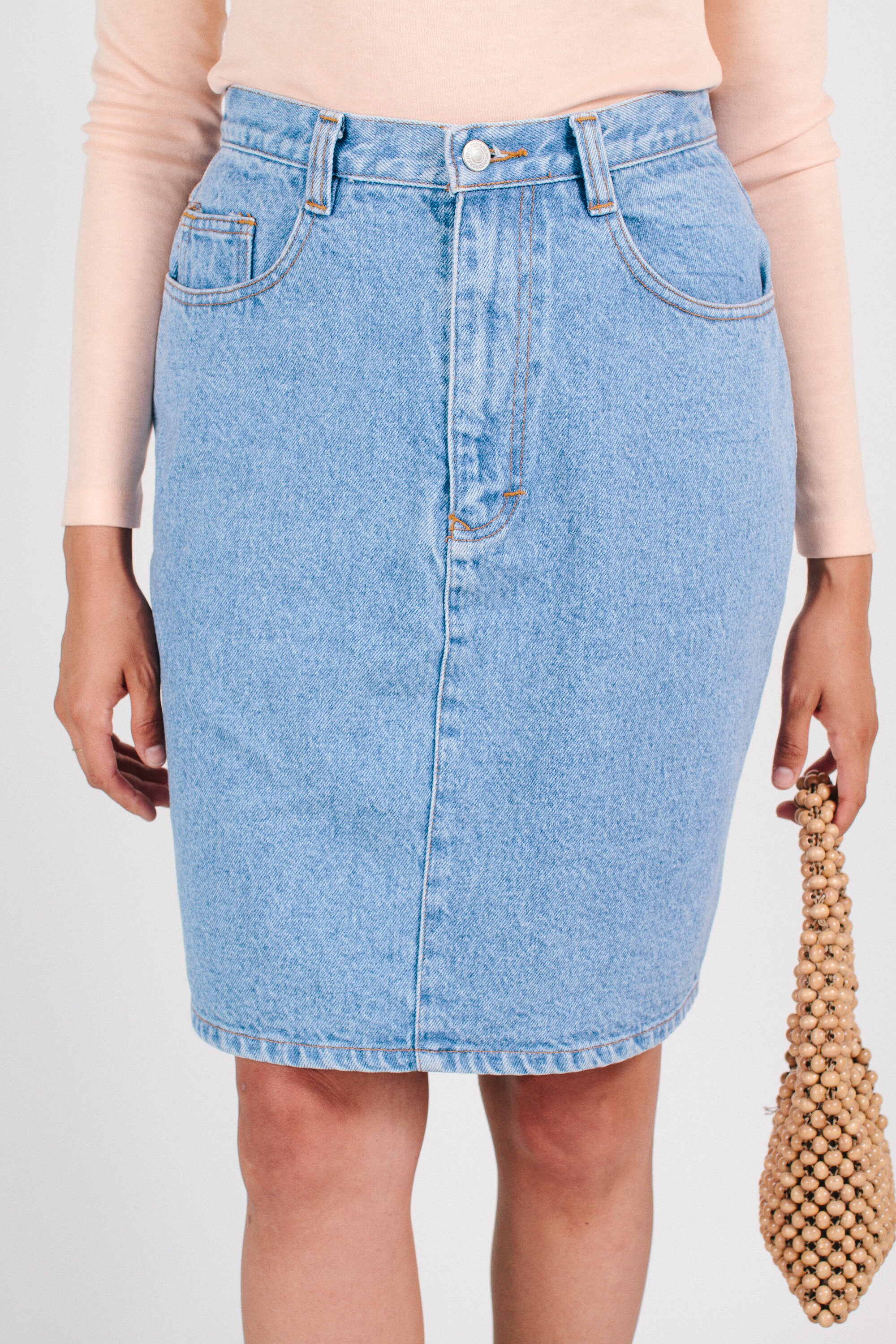 light wash denim skirt