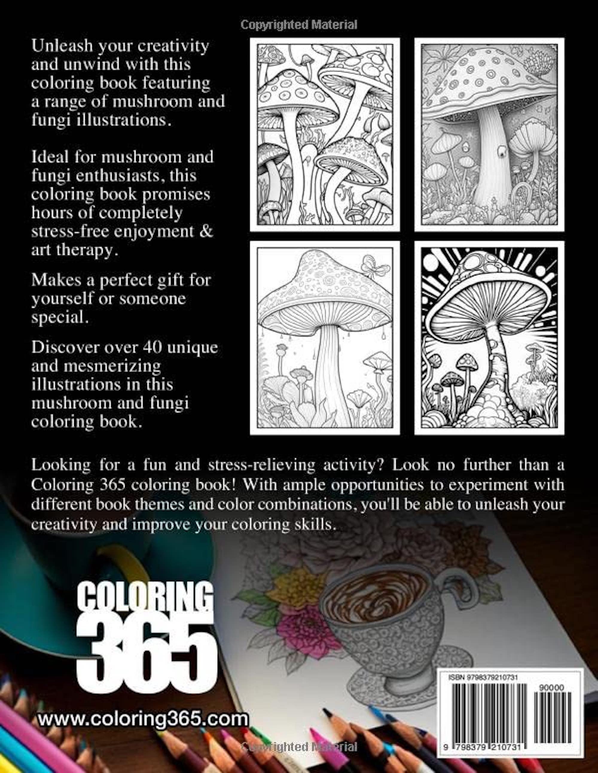 Mushroom Coloring Book: Mushroom Coloring Book for Stress Relief - Etsy