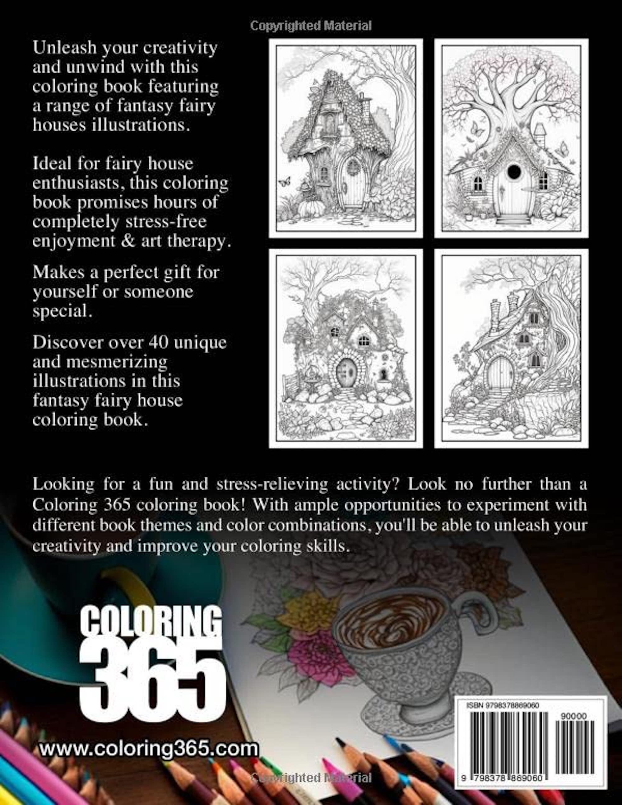 Fantasy Fairy Houses Coloring Book for Adults: Whimsical Fairy Houses ...