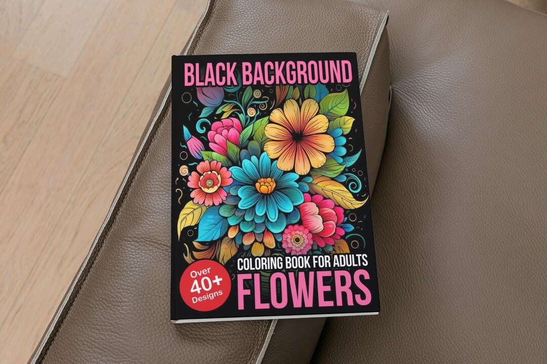 Black Background Coloring Book for Adults Flowers : Flower Black ...