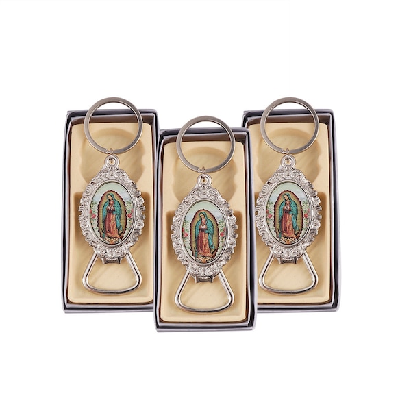 Our Lady of Guadalupe Design Bottle Opener-Keychain Party Favors Gift for Guest Recuerdos de Bautizo/1st Communion/Christening Favors