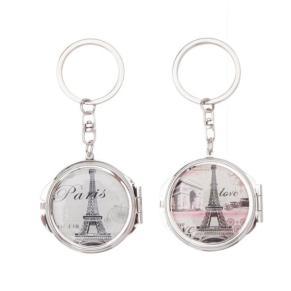 12pc Paris Tour Eiffel (Mixte) Porte-clés miroir compact Sweet 15 Quinceanera Party Favor