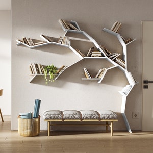 Tree Bookshelf | Handmade Wooden Unique Book Case White