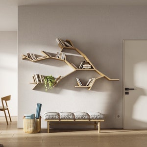 Tree Bookshelf Handmade Wooden Unique Book Case Etsy