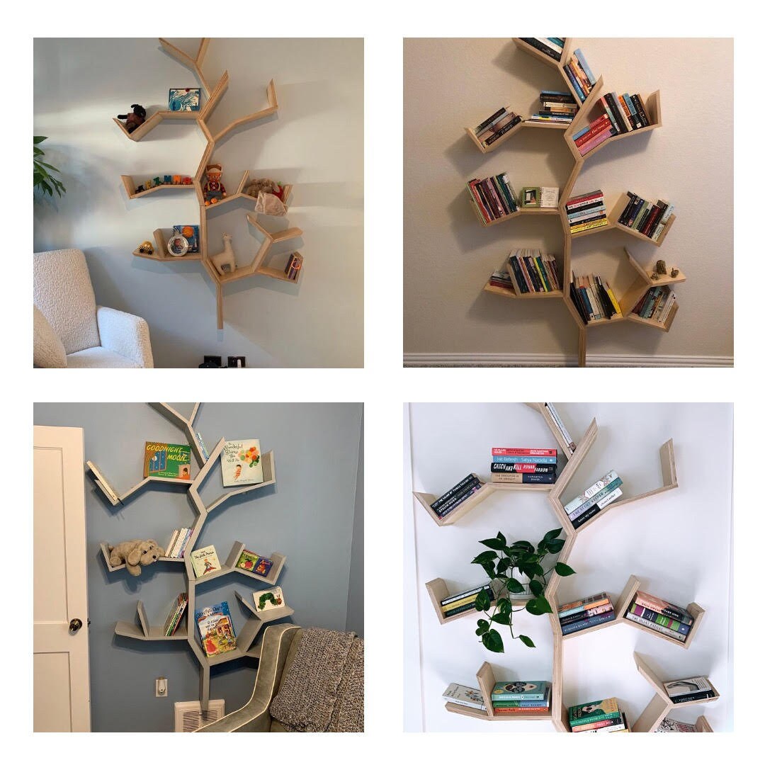 Tree Bookshelf Handmade Wooden Tree Bookcase Office Wall Etsy