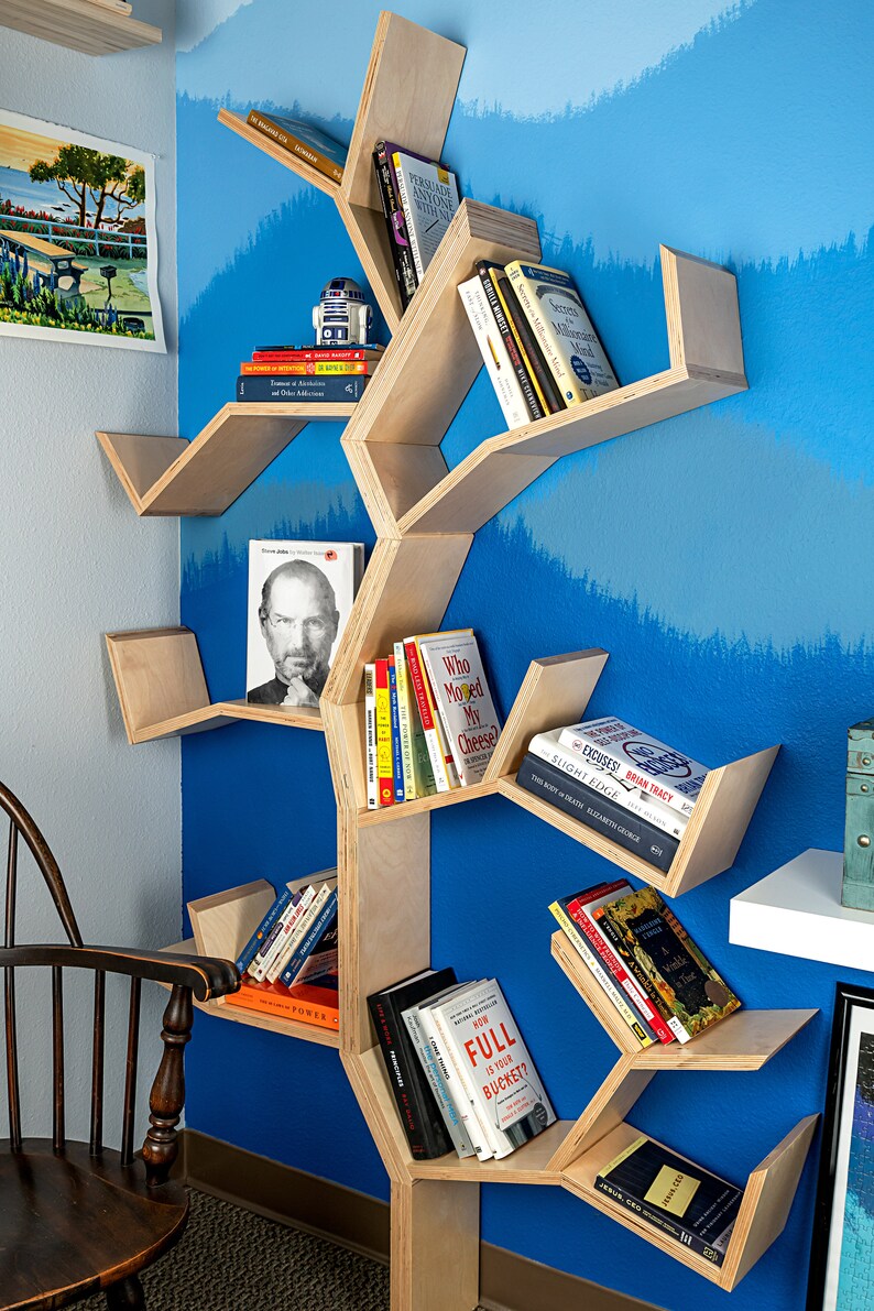 Tree Bookshelf Handmade Wooden Unique Book Case Etsy