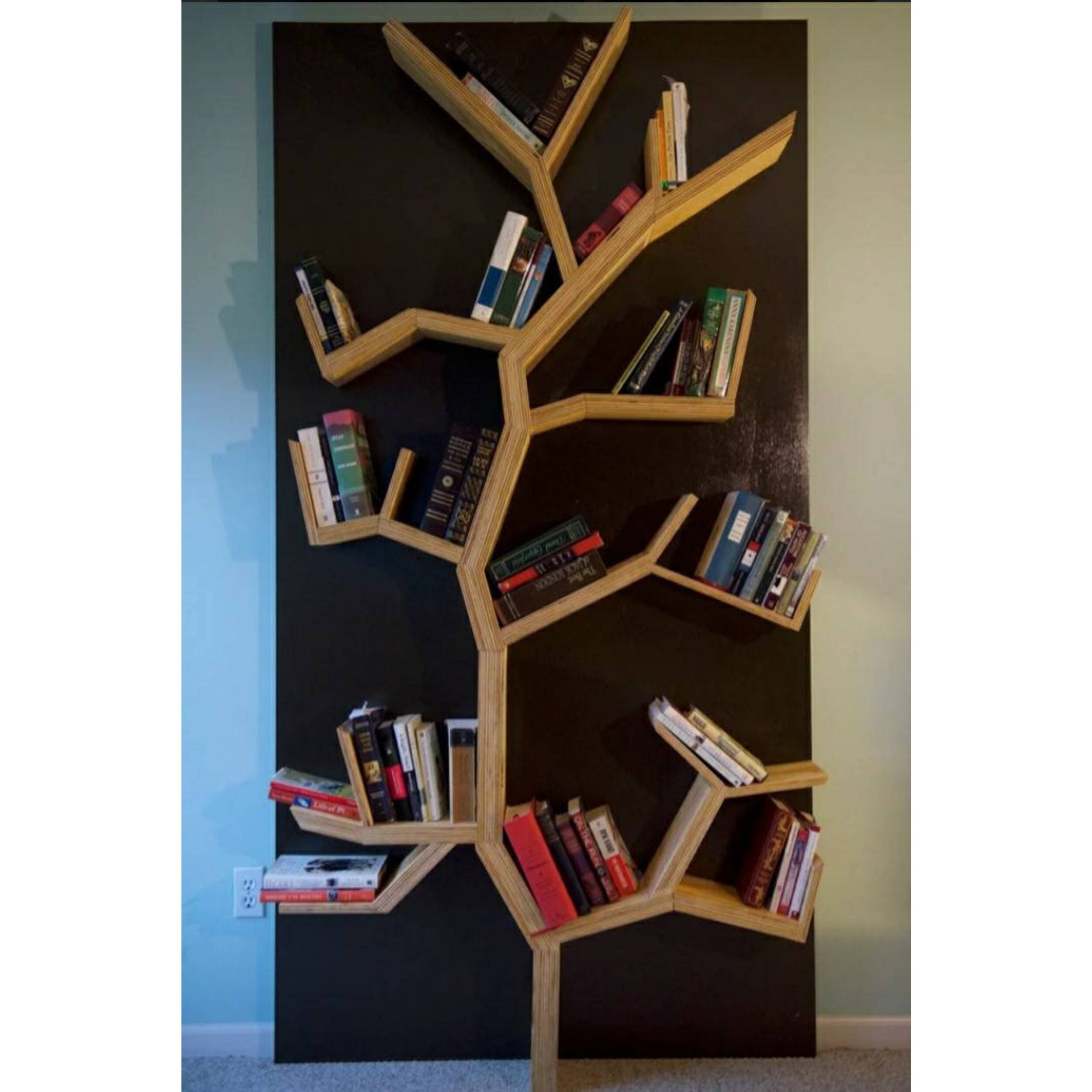 Tree Bookshelf Handmade Wooden Tree Bookcase Office Wall | Etsy