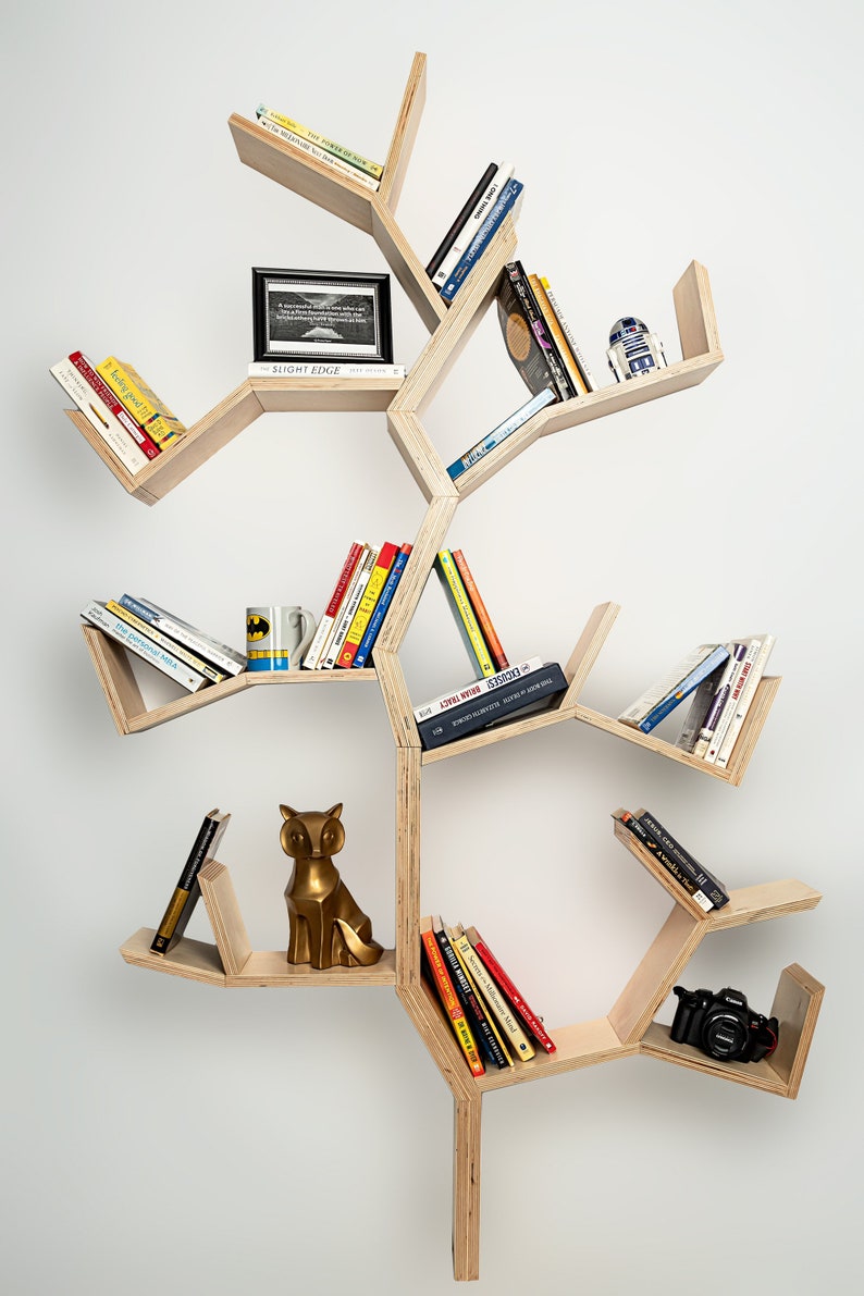 Tree Bookshelf Handmade Wooden Tree Bookcase Office Wall Etsy
