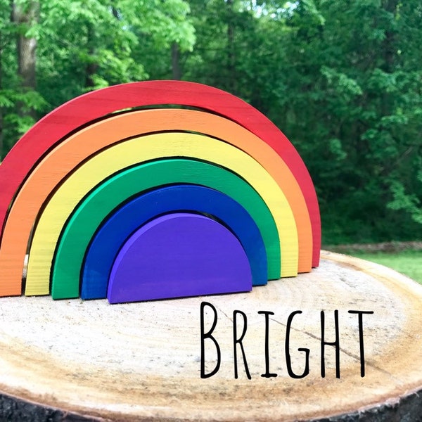 Rainbow Stackers, rainbow puzzle, nursery decor, sensory play, wooden toys, wooden puzzle, shelf decor