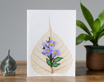 Hand painted cards, Bodhi tree art, Yoga gifts, Birthday gift for her, Framable original art.