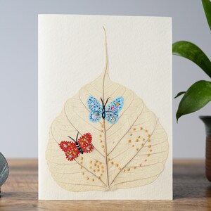 Handgemalte Karten, Bodhi Baum Kunst, Yoga Geschenke, Geburtstagsgeschenk für sie, Framable Original Kunst, Paar Schmetterlinge.