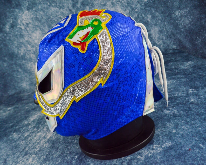 Blue Snake Luchador Mask Mexican Wrestling Mask Lucha Libre Halloween Costume Adult Mask image 10
