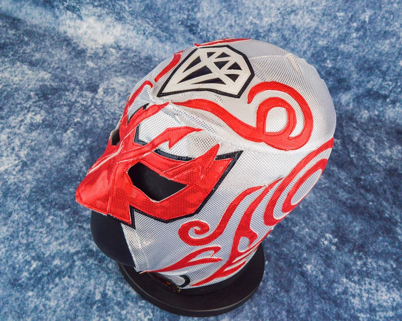 Blue Diamond Red Luchador Mask Mexican Wrestling Mask Lucha Libre Halloween Costume Adult Mask image 6