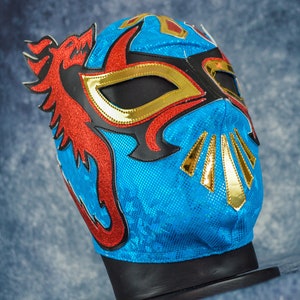 Authentic Mexican Lucha Libre Mask | Handmade Luchador Wrestling Mask | Pro Wrestling, Cosplay, Halloween Costume | Dragon
