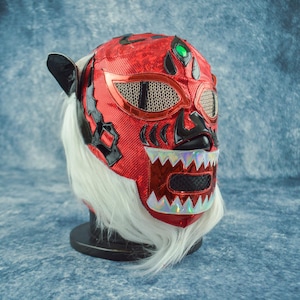Authentic Mexican Lucha Libre Mask | Handmade Luchador Wrestling Mask | Pro Wrestling, Cosplay, Halloween Costume | Tiger Demon