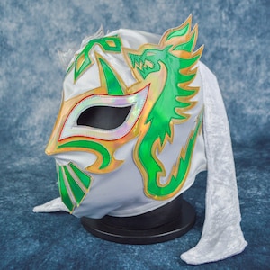 Authentic Mexican Lucha Libre Mask | Handmade Luchador Wrestling Mask | Pro Wrestling, Cosplay, Halloween Costume | Dragon