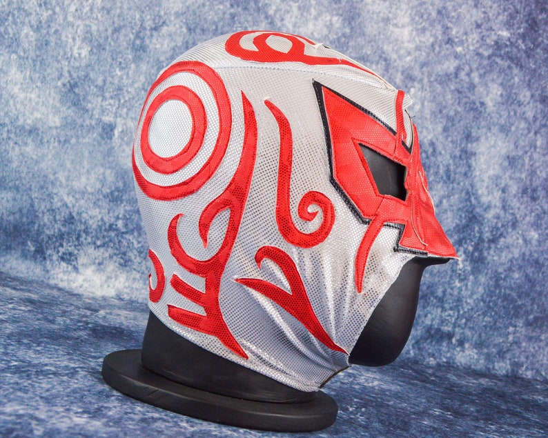 Blue Diamond Red Luchador Mask Mexican Wrestling Mask Lucha Libre Halloween Costume Adult Mask image 3