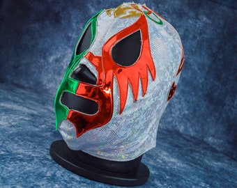 Máscara de lucha libre mexicana auténtica / Máscara de luchador hecha a mano / Lucha libre profesional, cosplay, disfraz de Halloween / Fantasma