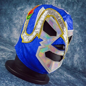 Blue Snake Luchador Mask Mexican Wrestling Mask Lucha Libre Halloween Costume Adult Mask image 3