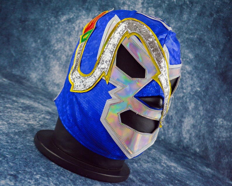 Blue Snake Luchador Mask Mexican Wrestling Mask Lucha Libre Halloween Costume Adult Mask image 3