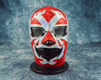 Máscara de lucha libre mexicana auténtica / Máscara de luchador hecha a mano / Lucha libre profesional, cosplay, disfraz de Halloween / Doble Dragón
