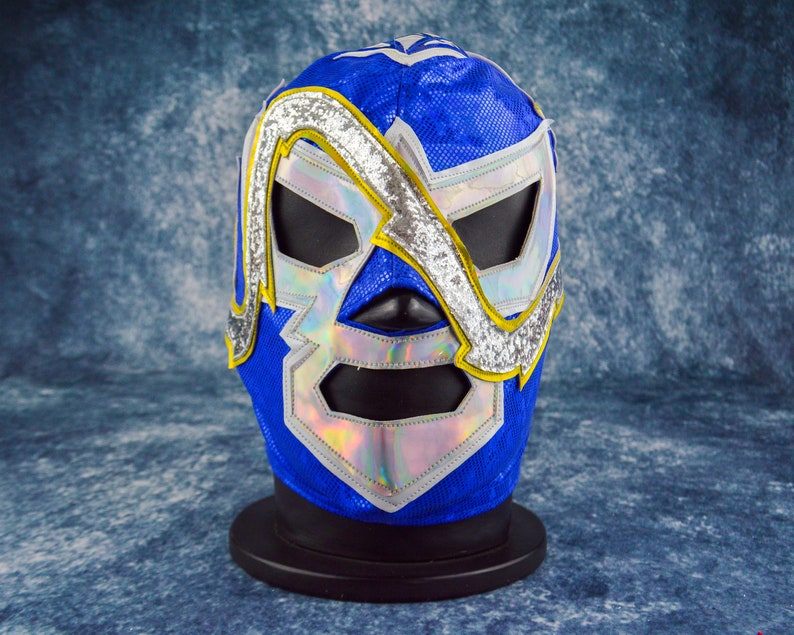 Blue Snake Luchador Mask Mexican Wrestling Mask Lucha Libre Halloween Costume Adult Mask image 2