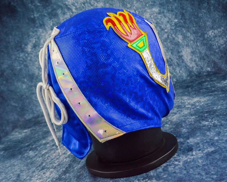 Blue Snake Luchador Mask Mexican Wrestling Mask Lucha Libre Halloween Costume Adult Mask image 7