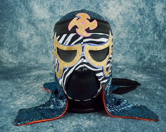 Máscara de lucha libre mexicana auténtica / Máscara de luchador hecha a mano / Lucha libre profesional, cosplay, disfraz de Halloween / Dragón