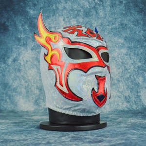 Máscara de lucha libre mexicana auténtica / Máscara de luchador hecha a mano / Lucha libre profesional, cosplay, disfraz de Halloween / Cyber Angel