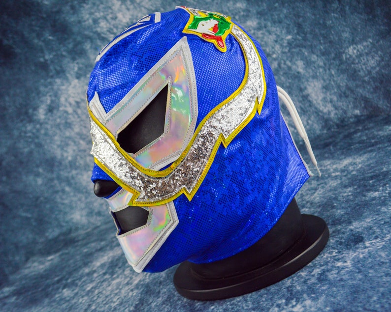 Blue Snake Luchador Mask Mexican Wrestling Mask Lucha Libre Halloween Costume Adult Mask image 4