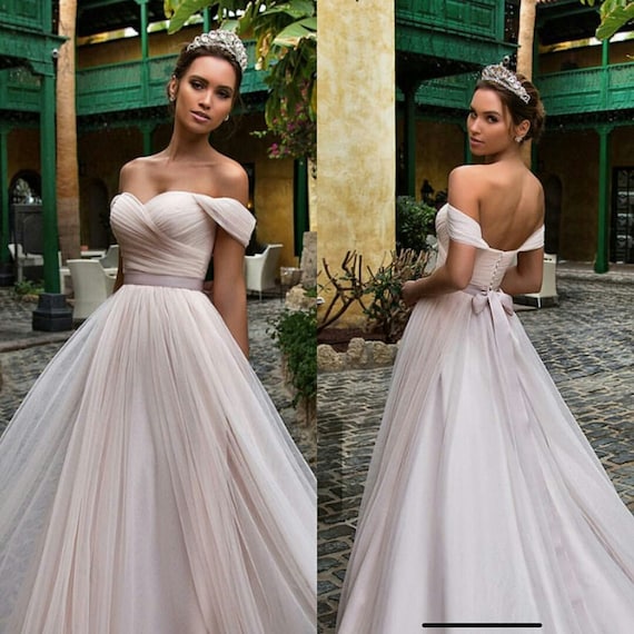 blush ball gown wedding dress