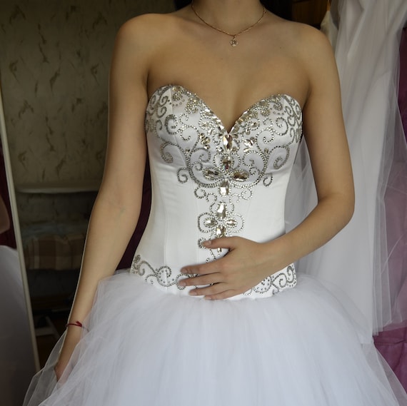 diamond corset wedding dress