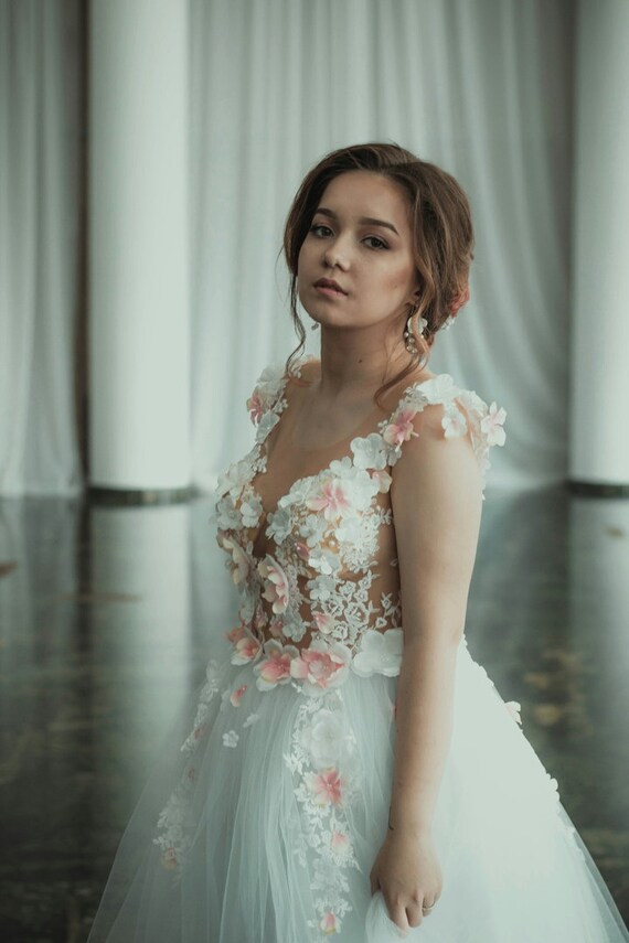 etsy floral wedding dress