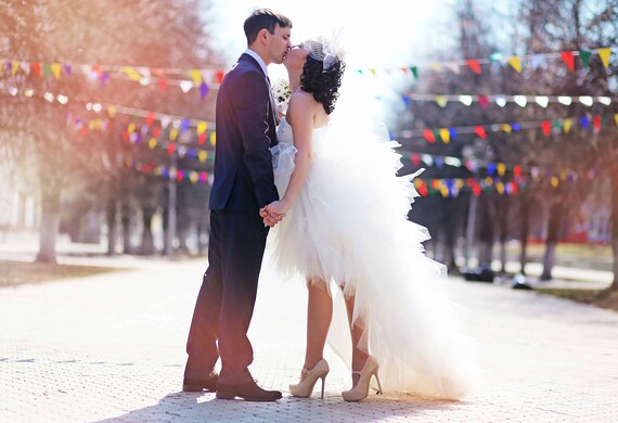 short wedding dress with train