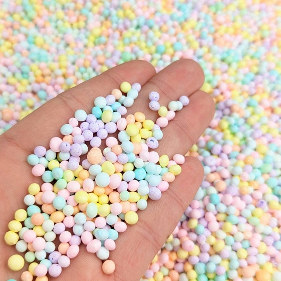 10g Pastel 2-3.5mm White Foam Beads for Slime Individual Bags