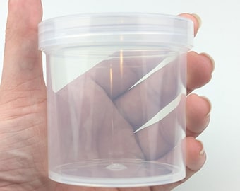 Single 6 Ounce Clear Plastic Container with Clear, White or Black 70mm Screw Top Lid