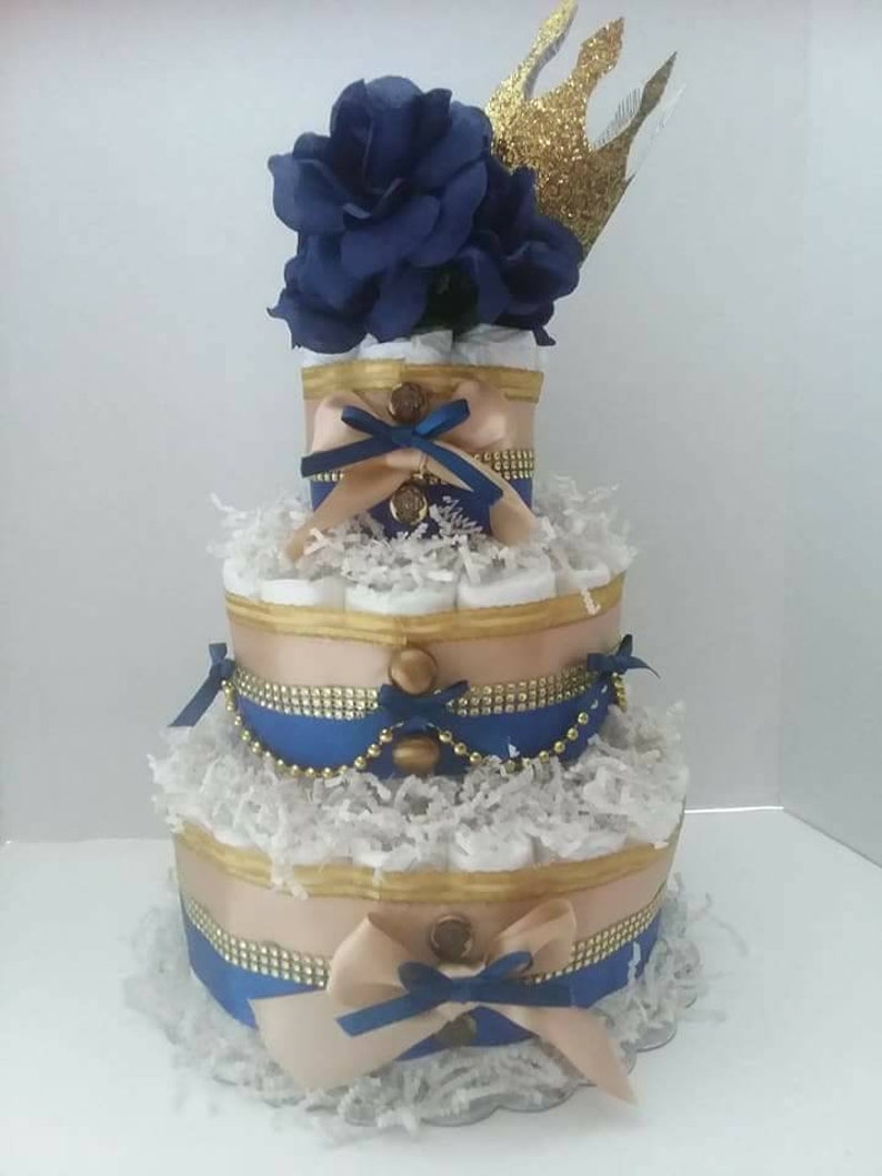 Prince Diaper Cake Royal Baby Shower Boy Diaper Cake Crown Etsy