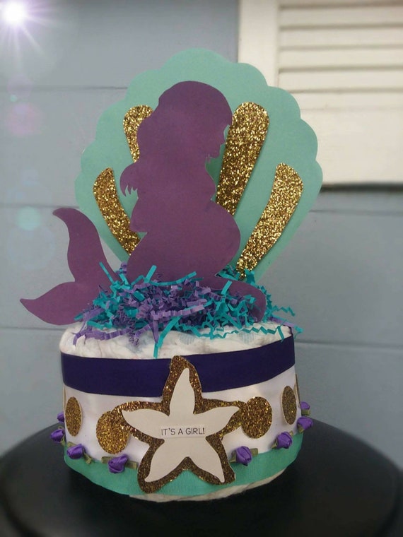 Black Pregnant Mermaid Mini Diaper Cake Mermaid Baby Shower Etsy