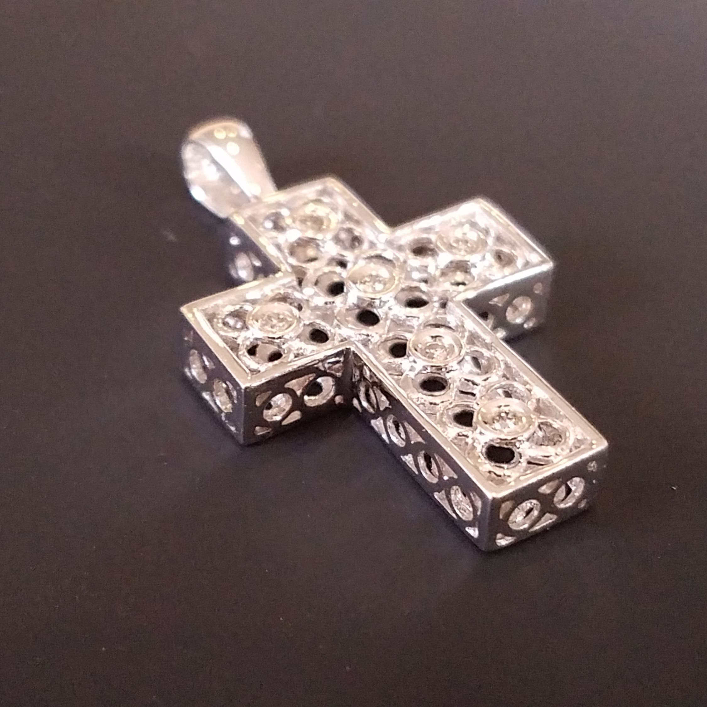 Unique 14k White Gold Cross Pendant Etsy