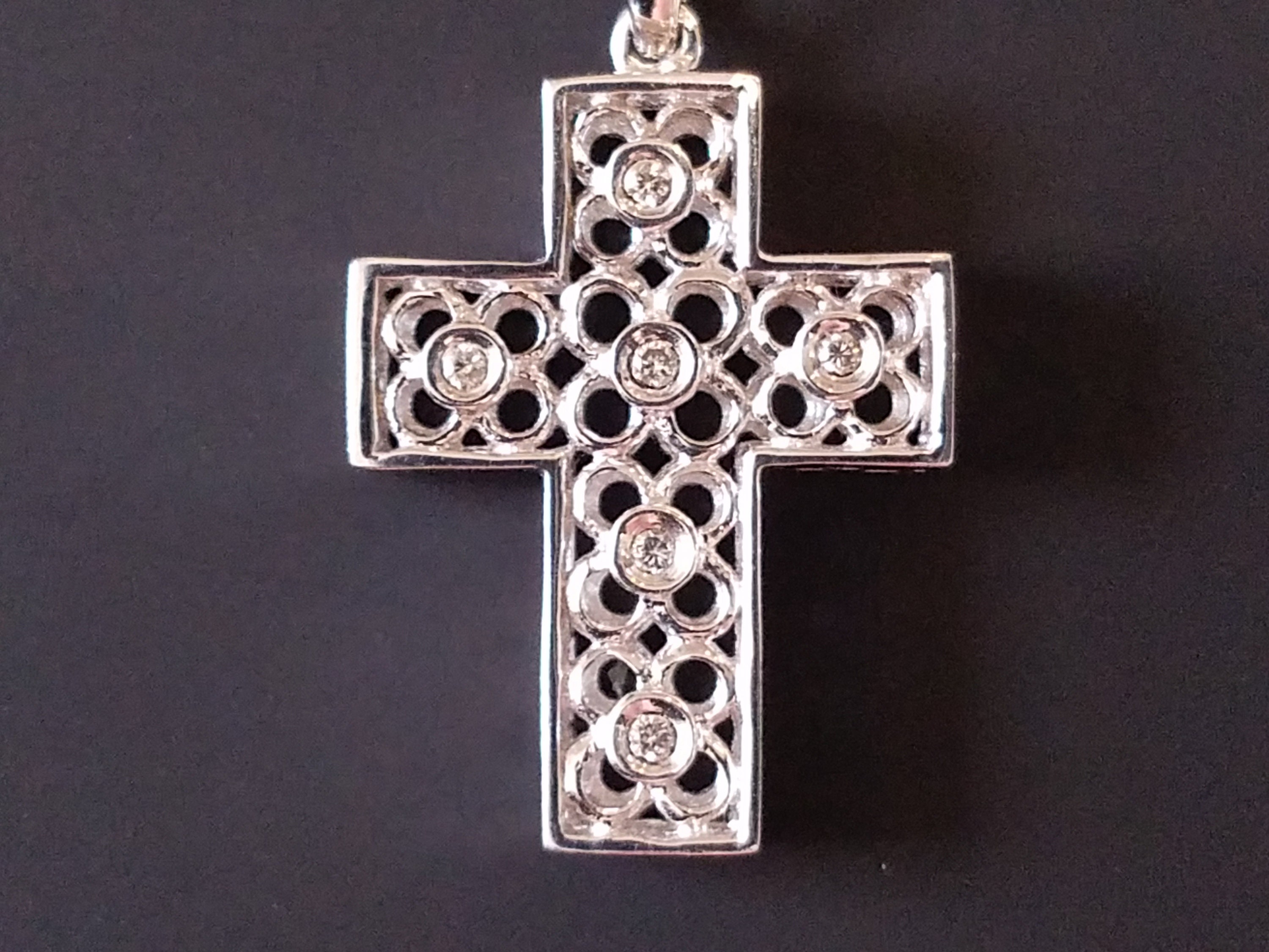 Unique 14k White Gold Cross Pendant Etsy