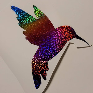 Rainbow Holographic Hummingbird vinyl decal,  Rainbow Hummingbird decal,