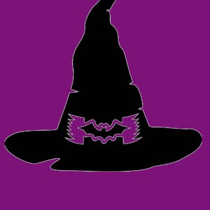 Witches hat vinyl decal sticker, Vinyl witches hat decal, Vinyl Witches hat with bat on it, Bat Witches hat vinyl decal sticker