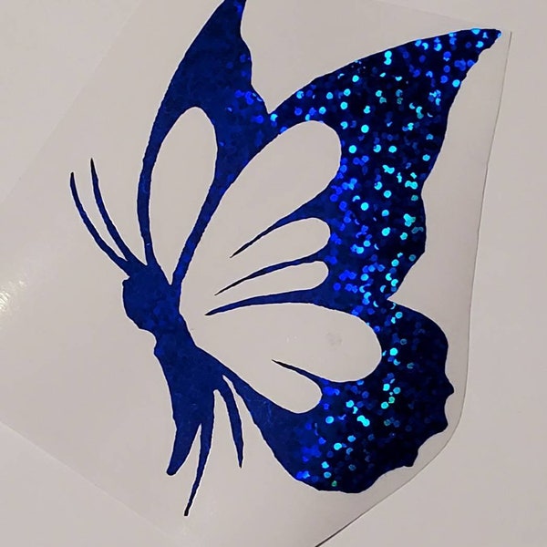 Blue Holographic butterfly decal