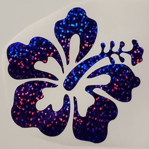 Purple Holographic Hibicus Flower Vinyl Decal,