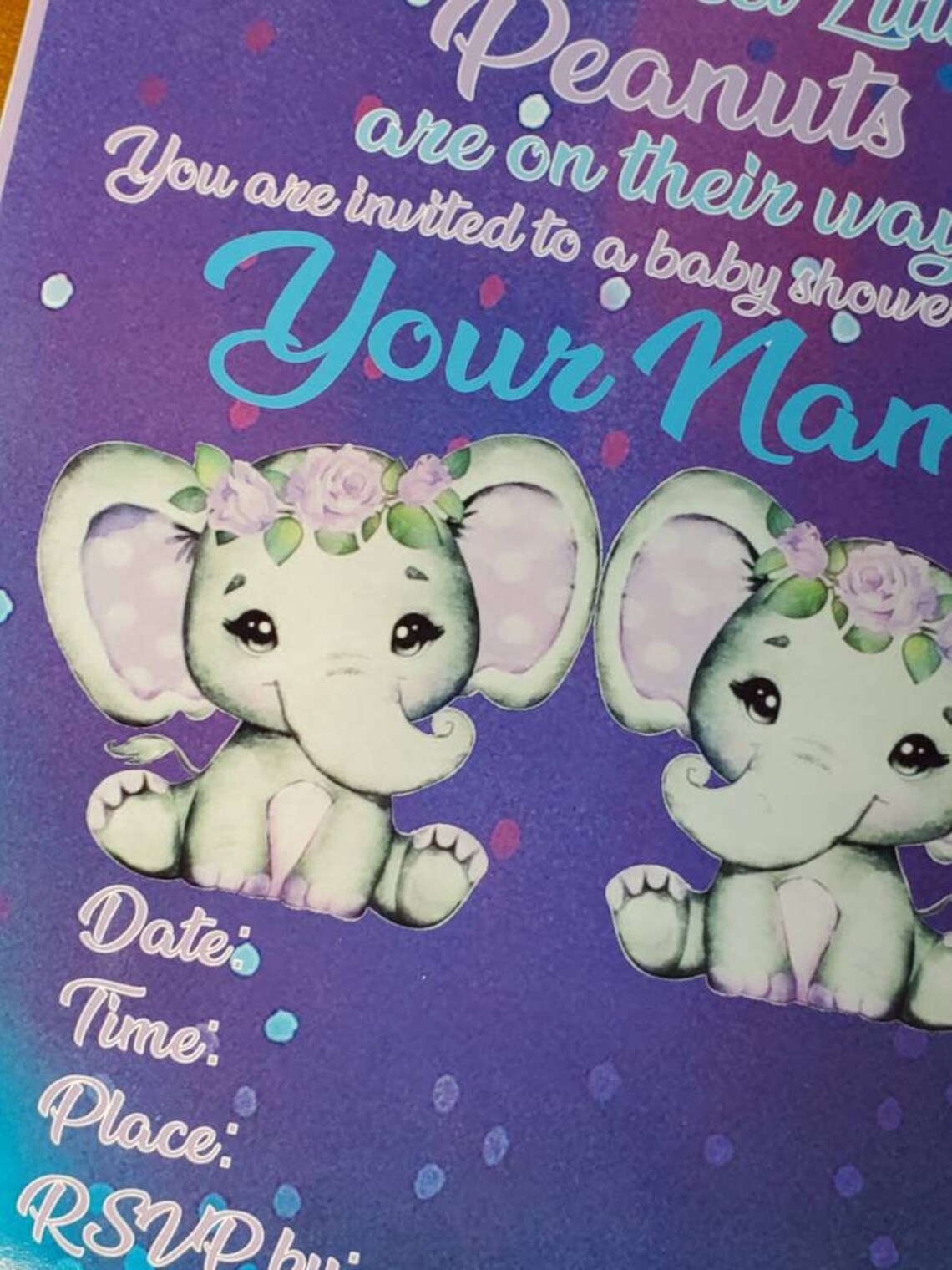 Twin Elephant Baby Shower Invitations Twin Elephant Baby Etsy