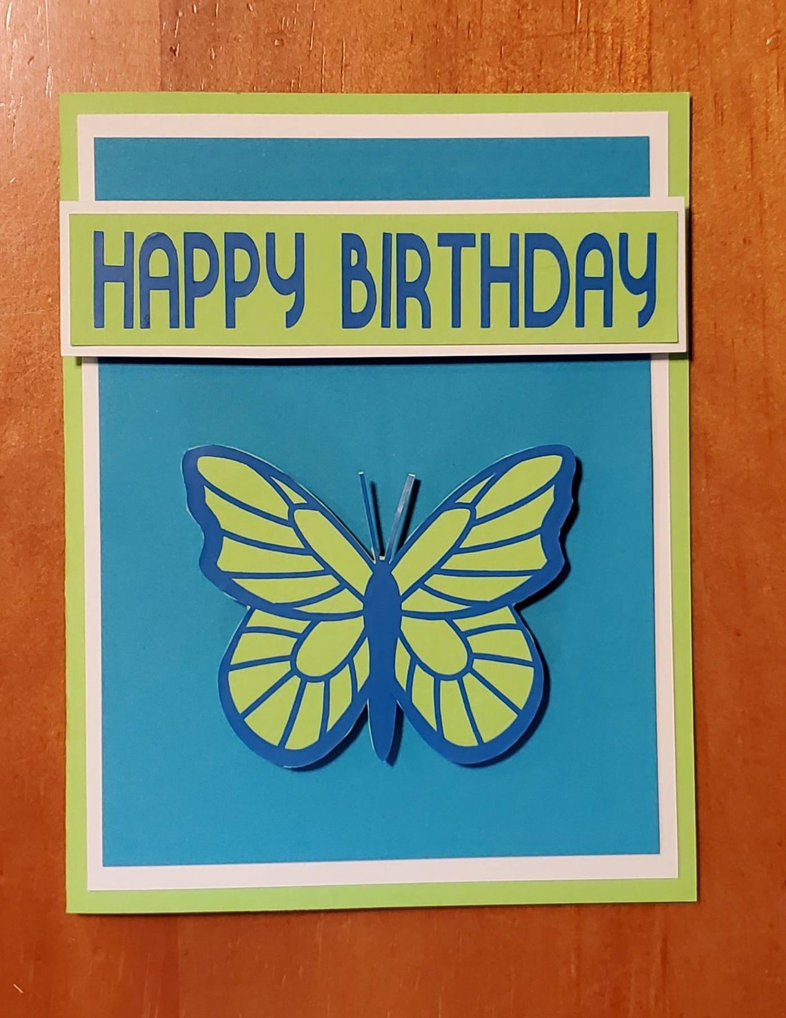 Butterfly Birthday card. Happy Birthday Butterfly Card Blue Etsy